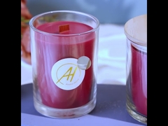 ग्लास जार सुगंधित मोमबत्ती 380 ग्राम मोम वजन लकड़ी के ढक्कन के साथ