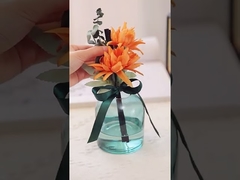 अरोमा होम फ्लावर फाइबर स्टिक कांच की बोतल 400 मिलीलीटर गोल रीड डिफ्यूज़र उपहार बॉक्स के साथ