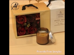 कॉर्क ढक्कन के साथ नीलगिरी प्राकृतिक मोम भूरी बोतल मोमबत्ती सेट