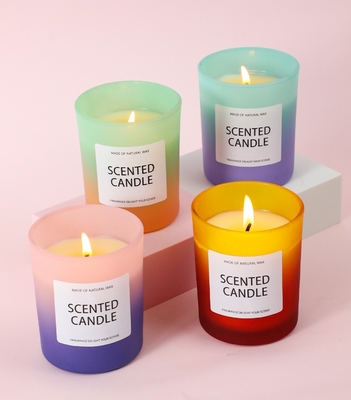 AROMA HOME चीन USA CA वेयरहाउस 5oz फ्रॉस्टेड ग्रेडिएंट ग्लास जार सुगंधित मोमबत्ती गिफ्ट बॉक्स के साथ