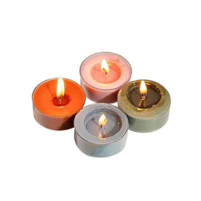 AROMA HOME 4 पीस पैक अरोमाथेरेपी DIY हाई क्वालिटी जिंजर ऑरेंज (नारंगी) रोज़ खुशबू सोया वैक्स सेंटेड टी लाइट कैंडल