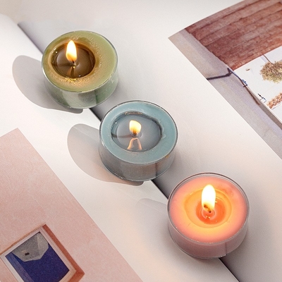 AROMA HOME 4 पीस पैक अरोमाथेरेपी DIY हाई क्वालिटी जिंजर ऑरेंज (नारंगी) रोज़ खुशबू सोया वैक्स सेंटेड टी लाइट कैंडल