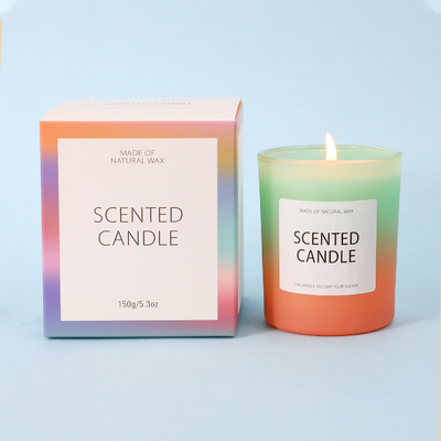 AROMA HOME चीन USA CA वेयरहाउस 5oz फ्रॉस्टेड ग्रेडिएंट ग्लास जार सुगंधित मोमबत्ती गिफ्ट बॉक्स के साथ