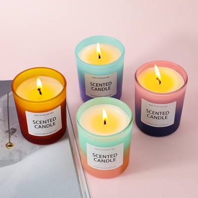 AROMA HOME चीन USA CA वेयरहाउस 5oz फ्रॉस्टेड ग्रेडिएंट ग्लास जार सुगंधित मोमबत्ती गिफ्ट बॉक्स के साथ