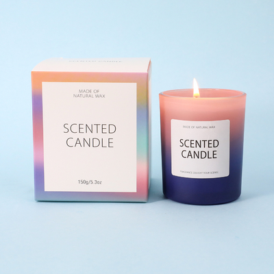 AROMA HOME चीन USA CA वेयरहाउस 5oz फ्रॉस्टेड ग्रेडिएंट ग्लास जार सुगंधित मोमबत्ती गिफ्ट बॉक्स के साथ