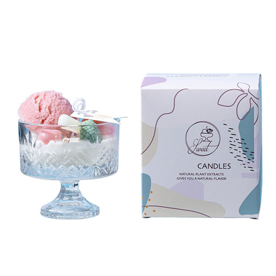 घर की सजावट के लिए AROMA HOME Unique Ice Cream सुगंधित मोमबत्ती हस्तनिर्मित ग्लास सोया मोम मोमबत्तियाँ क्रिसमस उपहार