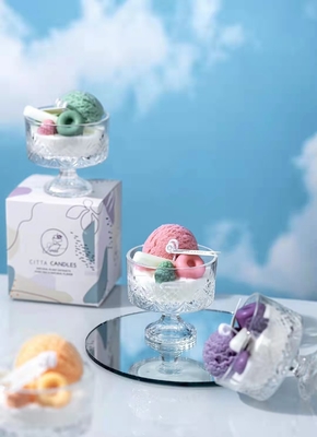 घर की सजावट के लिए AROMA HOME Unique Ice Cream सुगंधित मोमबत्ती हस्तनिर्मित ग्लास सोया मोम मोमबत्तियाँ क्रिसमस उपहार
