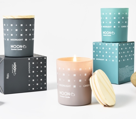 AROMA HOME नेचुरल क्रिसमस व्यापक रूप से प्रयुक्त ग्रेडिएंट नॉर्डिक स्टाइल सोया वैक्स ग्लास जार सुगंधित मोमबत्ती फोल्डिंग बॉक्स के साथ