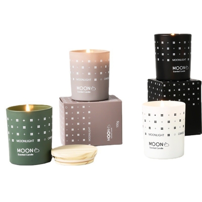 AROMA HOME नेचुरल क्रिसमस व्यापक रूप से प्रयुक्त ग्रेडिएंट नॉर्डिक स्टाइल सोया वैक्स ग्लास जार सुगंधित मोमबत्ती फोल्डिंग बॉक्स के साथ