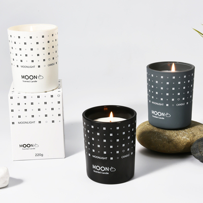AROMA HOME नेचुरल क्रिसमस व्यापक रूप से प्रयुक्त ग्रेडिएंट नॉर्डिक स्टाइल सोया वैक्स ग्लास जार सुगंधित मोमबत्ती फोल्डिंग बॉक्स के साथ