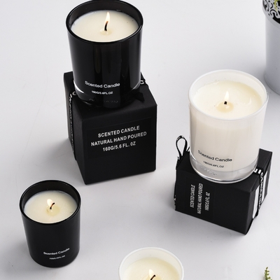 AROMA HOME हाई लेवल ग्लास जार कैंडल्स 2.5OZ 7.6OZ 10OZ ब्लैक व्हाइट सेंटेड में