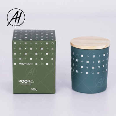 AROMA HOME ग्लास जार वुड लिड स्मोकलेस सोया वैक्स कैंडल प्राइवेट लेबल 5.5OZ 7OZ 8OZ