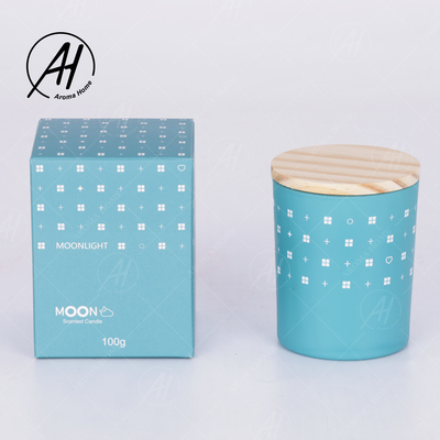 AROMA HOME ग्लास जार वुड लिड स्मोकलेस सोया वैक्स कैंडल प्राइवेट लेबल 5.5OZ 7OZ 8OZ