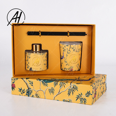 AROMA HOME लग्जरी रीड डिफ्यूज़र नेचुरल ऑयल एयर फ्रेशनर सेंट कैंडल गिफ्ट सेट