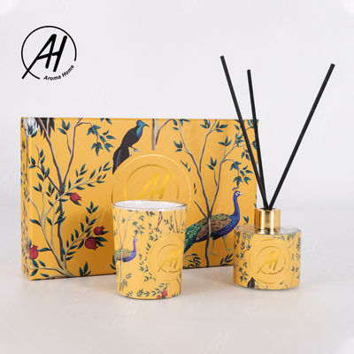 AROMA HOME लग्जरी रीड डिफ्यूज़र नेचुरल ऑयल एयर फ्रेशनर सेंट कैंडल गिफ्ट सेट