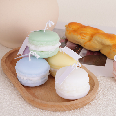 नाज़ुक रंगों के साथ सुरक्षित अद्वितीय Macaron हस्तनिर्मित सुगंधित मोमबत्तियाँ